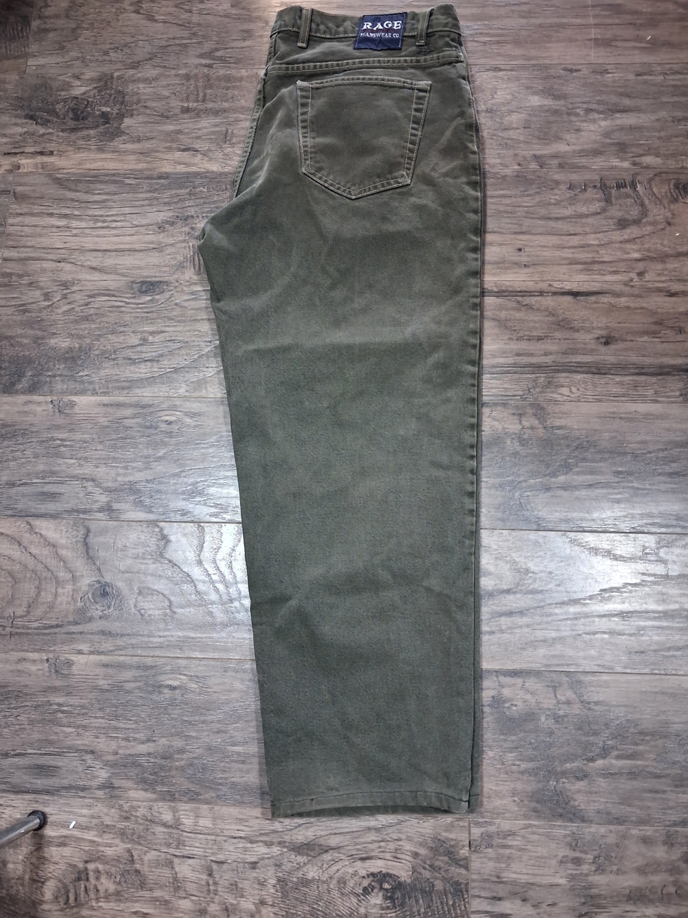 Vintage Men's Olive Green Pants Denim Rage Co . Sz 38x30. Button Fly